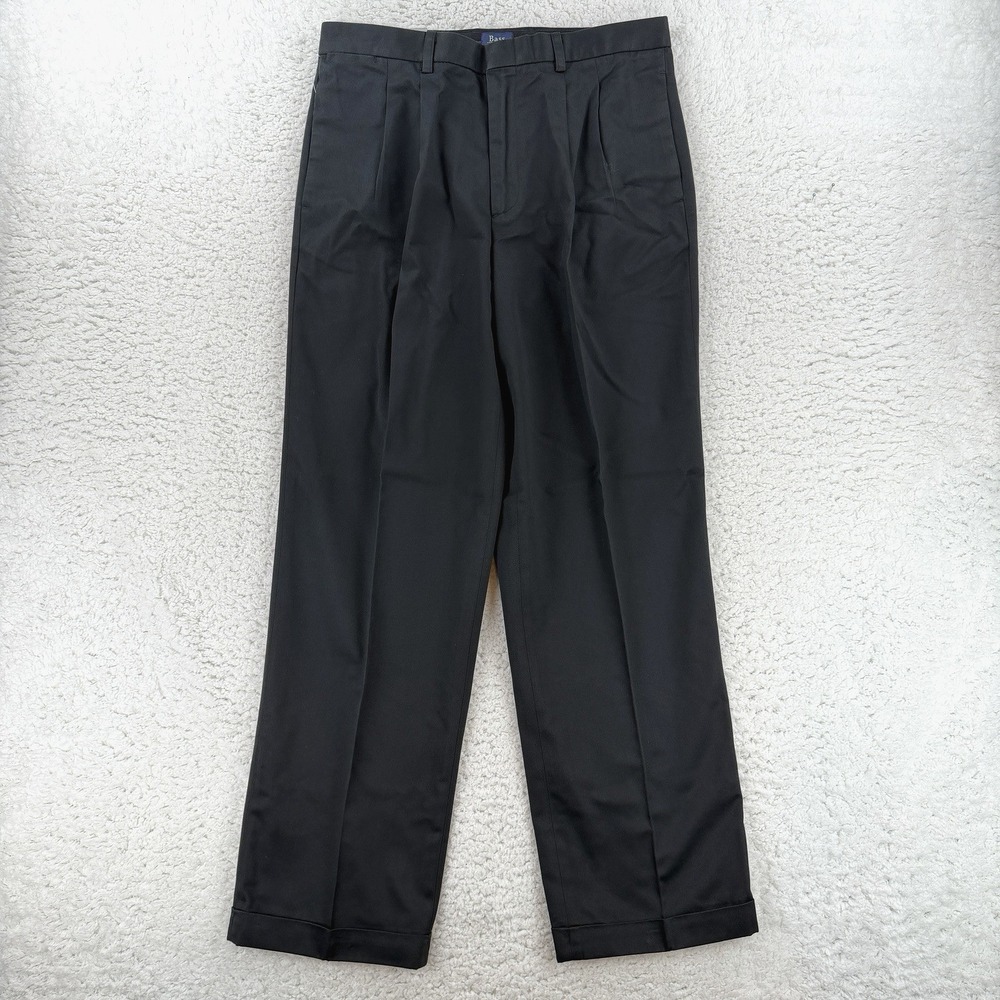 GH Bass Supreme Chino Pants Mens Pleated Straight Leg Classic Fit Black NWT